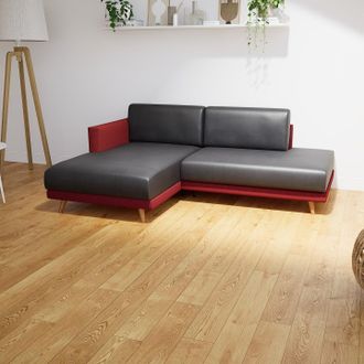 MYCS Ledersofa Kirschrot Kunstleder - Elegantes, gemütliches Ledersofa: Hochwertige Qualität, einzigartiges Design - 213 x 75 x 162 cm, konfigurierbar