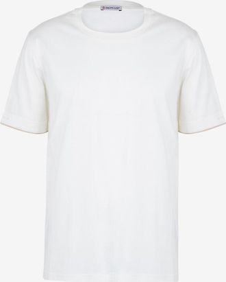 Moncler Kurzarm-T-Shirt mit Borten in Wildlederoptik