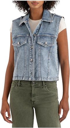 Kut from the Kloth Frankie- Button Front Vest With Flap Womens Coat Actually : SM, Cotton/Polyester