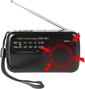 OEM Radio Port&aacute;til - Radio A Pilas - Ideal Para Viajes Y Actividades Al Aire Libre - Control Mediante Puntero - Tama&ntilde;o De Bolsillo - Color Negro