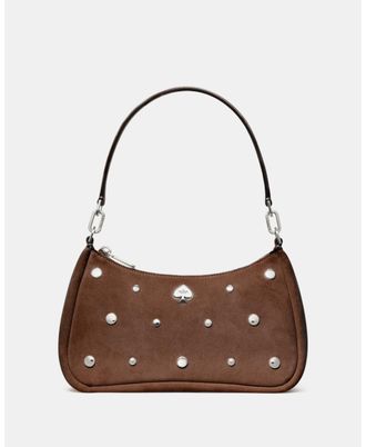 Kate Spade New York Womens Kayla Suede Studs Small Convertible Shoulder Bag - Dark Brown - One Size