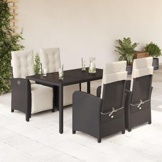 vidaXL Set De Muebles Jard&iacute;n 5 Pzas Con Cojines Rat&aacute;n Sint&eacute;tico Negro Vidaxl