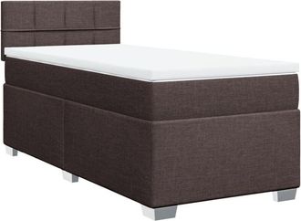 vidaXL Box Spring Bed with Mattress Dark Brown 90x200 cm Fabric Vidaxl