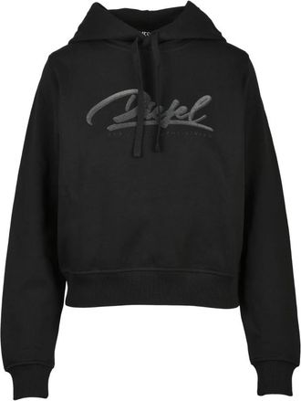 Diesel Felpa Corta - Dames - Hoodies - Zwart - M - Katoen - Hoodies & sweatvesten