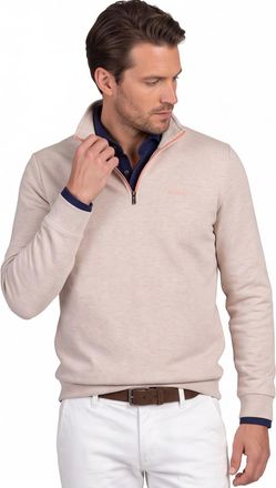 N-Z-A- NEW ZEALAND AUCKLAND Trui half zip beige New Zealand normale fit