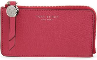 Tory Burch Romy Leather Zip Card Case in Bright Pink at Nordstrom