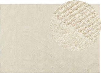 Beliani Beliani - Modern Wool Area Rug Abstract Motif Pattern 160 x 230 cm Low Pile Beige Sasnak