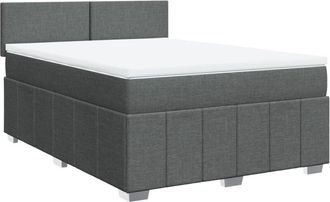 vidaXL Cama Box Spring Con Colch&oacute;n Tela Gris Oscuro 140x200 Cm Vidaxl