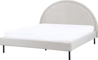 Beliani Cama matrimonial de tejido gris 160x200