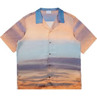 Blue Sky Inn Sunrise Clouds Short Sleeve Button-Up Shirt in Sunrise Sun at Nordstrom Rack, Size Small