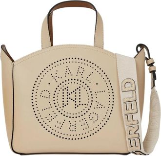 Karl Lagerfeld Small K/Circle Tote Bag - Dames - Handtassen - Beige - ONE Size - Leer - Tassen