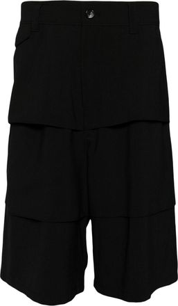 Songzio pleated knee-length cargo shorts - men - Polyester/Wool/Polyurethane - 48 - Black