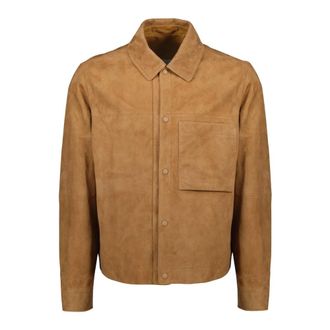 Dior Bruine leren jas met drukknoopsluiting - Heren - Leren en Su&egrave;de Jassen - Bruin - L - Jassen