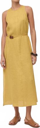 ottod'Ame Sleeveless Linen Maxi Dress In Camomilla