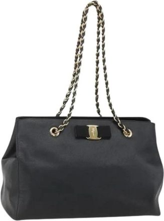 Ferragamo Pre-owned Shoulder Bag - Dames - Vintage Schoudertas - Zwart - ONE Size - Leer - Vintage