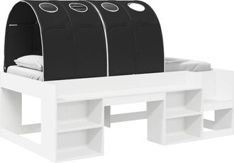 vidaXL Estructura De Cama Con Barandas De Cama 3 Uds. Blanco Y Negro Vidaxl