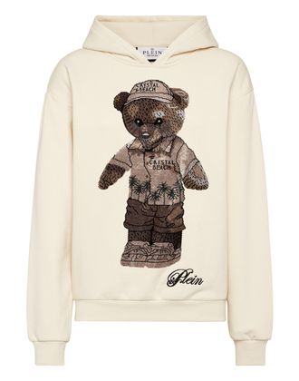 Philipp Plein Cotton Venice Beach Fit Hoodie Teddy Beach Crystal