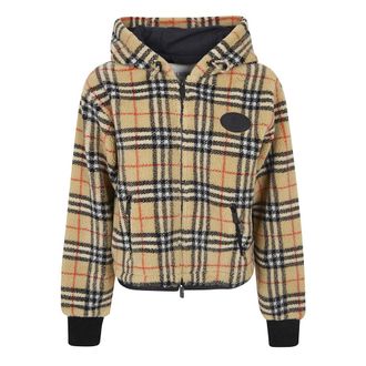 Burberry Zip-throughs, female, Beige, Size: XL Fiona Check Jacket