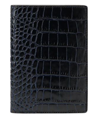 Smythson embossed passport-cover - unisex - Calf Leather - One Size - Blue