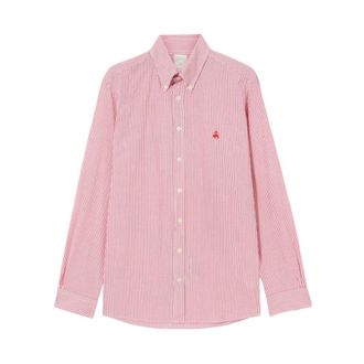 Brooks Brothers Slim Fit gestreept seersucker overhemd met knoopsluiting - Heren - Casual Overhemden - Rood - L - Katoen - Overhemden