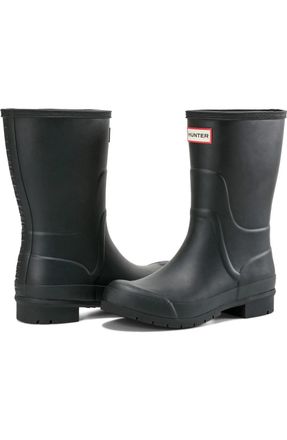 Hunter Liberty Rain Boots Black Round Toe Pull On Waterproof HAWK053