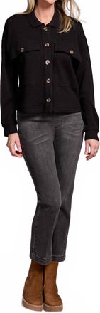 Tribal Brushed Waffle Knit Shacket In Black