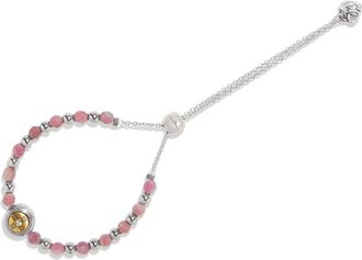 Brighton Womens Mosaic Two Tone Beaded Bracelet In Mauve / Silver