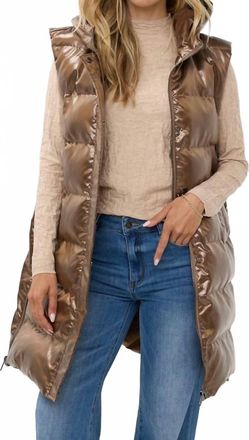Esqualo Long Hood Body Warmer Vest In Metallic Brandy