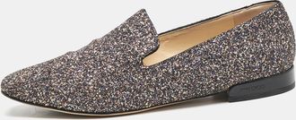 Jimmy Choo London Black Glitter Jaida Smoking Slippers
