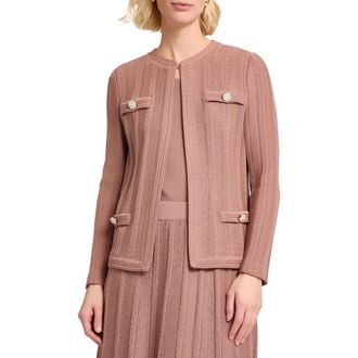 Misook Heritage Braided Cable Soft Knit Jacket in Charmeuse at Nordstrom Rack, Size Xx-Large