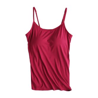 Generic Satin Top Women Cushion Halter Vest Without Ring Cup Outside Wear Underwear Yoga Vest Halter Women Work (Red, XXXXXL)
