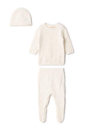 Fragile Embossed Cherry Long Sleeve Top, Leggings and Hat Set in Off White at Nordstrom, Size 6M