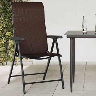 vidaXL Vidaxl - Sillas De Jard&iacute;n Plegables 4 Unidades Rat&aacute;n Sint&eacute;tico Marr&oacute;n