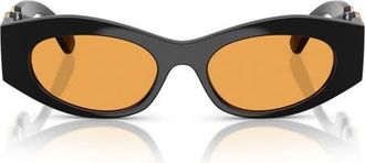 Versace 51m Cat Eye Sunglasses in Black /Orange at Nordstrom
