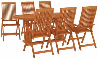 vidaXL Juego De Comedor Para Jard&iacute;n 7 Pzas Madera Maciza De Eucalipto Vidaxl