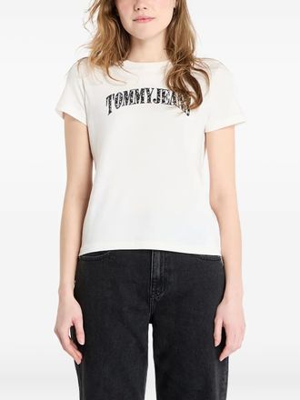 Tommy Jeans logo-detail T-shirt - women - Cotton/Regenerative Cotton - M - White