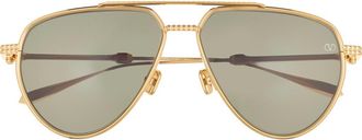 Valentino V-Stud II 59mm Aviator Sunglasses in Gold Gold Green at Nordstrom Rack