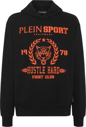 Plein Sport Hoodie Sweatshirt - Heren - Sportshirts - Zwart - L - Katoen - Fitness