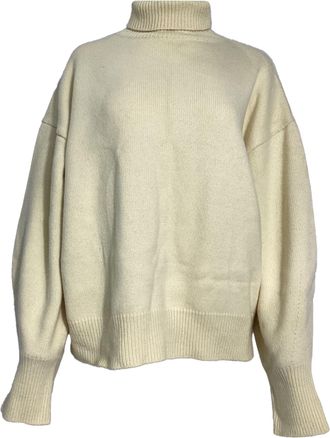Frankie Shop Joya Oversized Turtleneck Sweater In Pastel Yellow Merino Wool