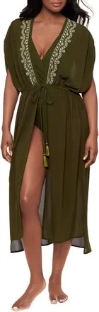 Miraclesuit Beaded Embrodiered Georgette Cover-Up in Nori at Nordstrom, Size Large