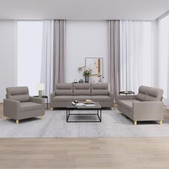 vidaXL Vidaxl - Juego De Sof&aacute;s Con Cojines 3 Piezas Tela Gris Taupe