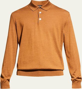 Ermenegildo Zegna Mens Cashmere-Silk Polo Sweater