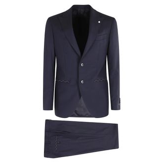 Luigi Bianchi Mantova Single Breasted Suits, male, Blue, Size: 2XL Single-breasted Suit