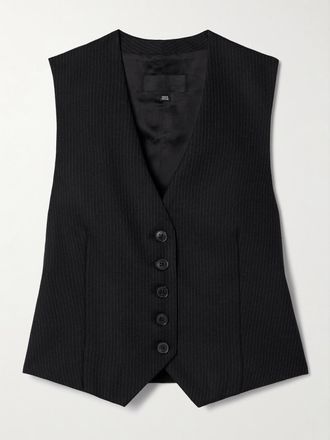 Nili Lotan Gilet Gessato In Twill Di Lana Angelina - Nero