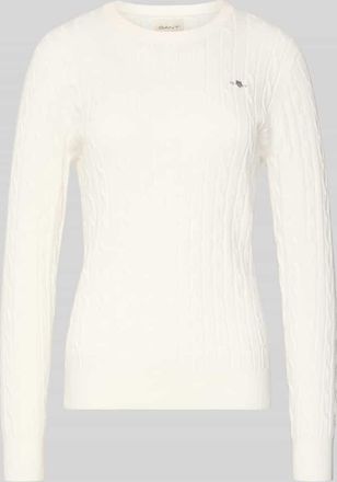 GANT Strickpullover mit Label-Detail in Ecru, Größe XXL