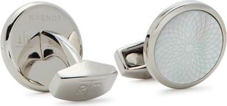 Tateossian Engraved Mother of Pearl Cufflinks - Silver - One Size