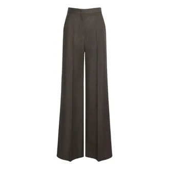 Max Mara Broeken, Dames, Bruin, S, Wol, Rechte broek met taille