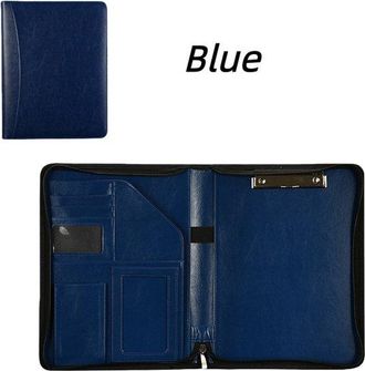 OEM Carpeta De Escritura A4 Con Cremallera, Carpeta De Escritura A4 Con Portapapeles, Bloc De Notas, Carpeta De Piel Sint&eacute;tica, Azul (solo Carpetas)
