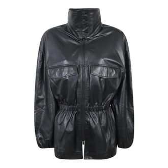 Frankie Shop Leather Jackets, female, Black, Size: XS Carnaby Funnel Neck Leather Jacket