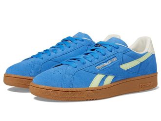 Reebok Lifestyle Club C Grounds UK Shoes Kinetic Blue/Astro Lime/Vintage Chalk : Mens 11.5 - Womens 13 Medium, Synthetic